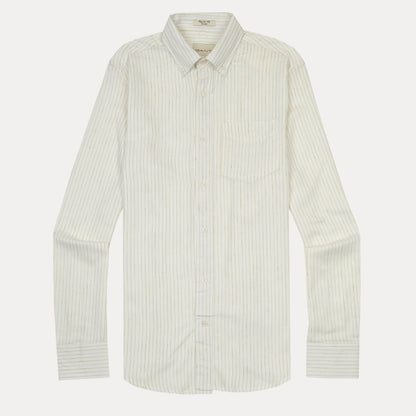 [Mélange Slub Linen] GANT Melange Striped Elegance Shirt in Creamy Whisper