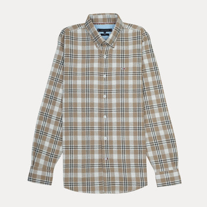 TOMMY HILFIGER Untamed Sable Umber Long Sleeve Button-Up Shirt