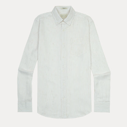 [Mélange Slub Linen] GANT Elegant Melange Striped Shirt in Whispering White