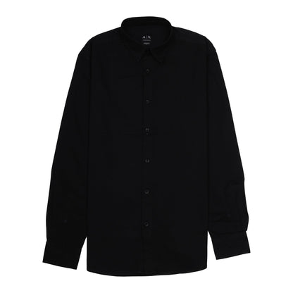 Armani Exchange Elegant Midnight Black Button-Up Shirt