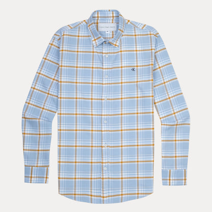 Calvin Klein Jeans Breezy Sky Plaid Shirt - A Refreshingly Chic Blend of Blue and Gold