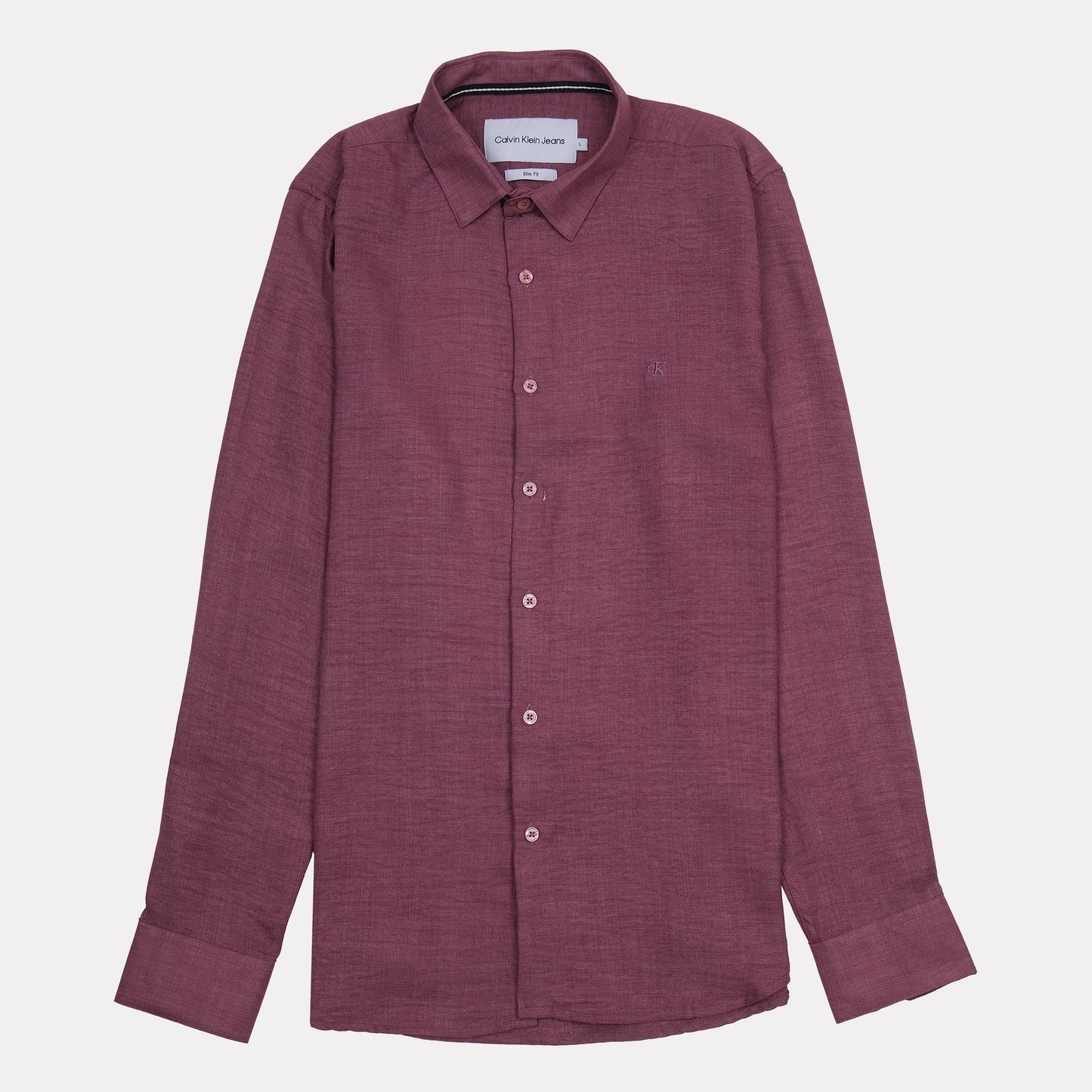 Calvin Klein Jeans Slim Fit Button-Up Shirt in Burgundy