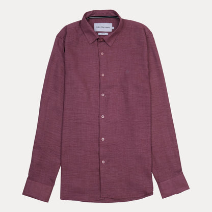 Calvin Klein Jeans Slim Fit Button-Up Shirt in Burgundy