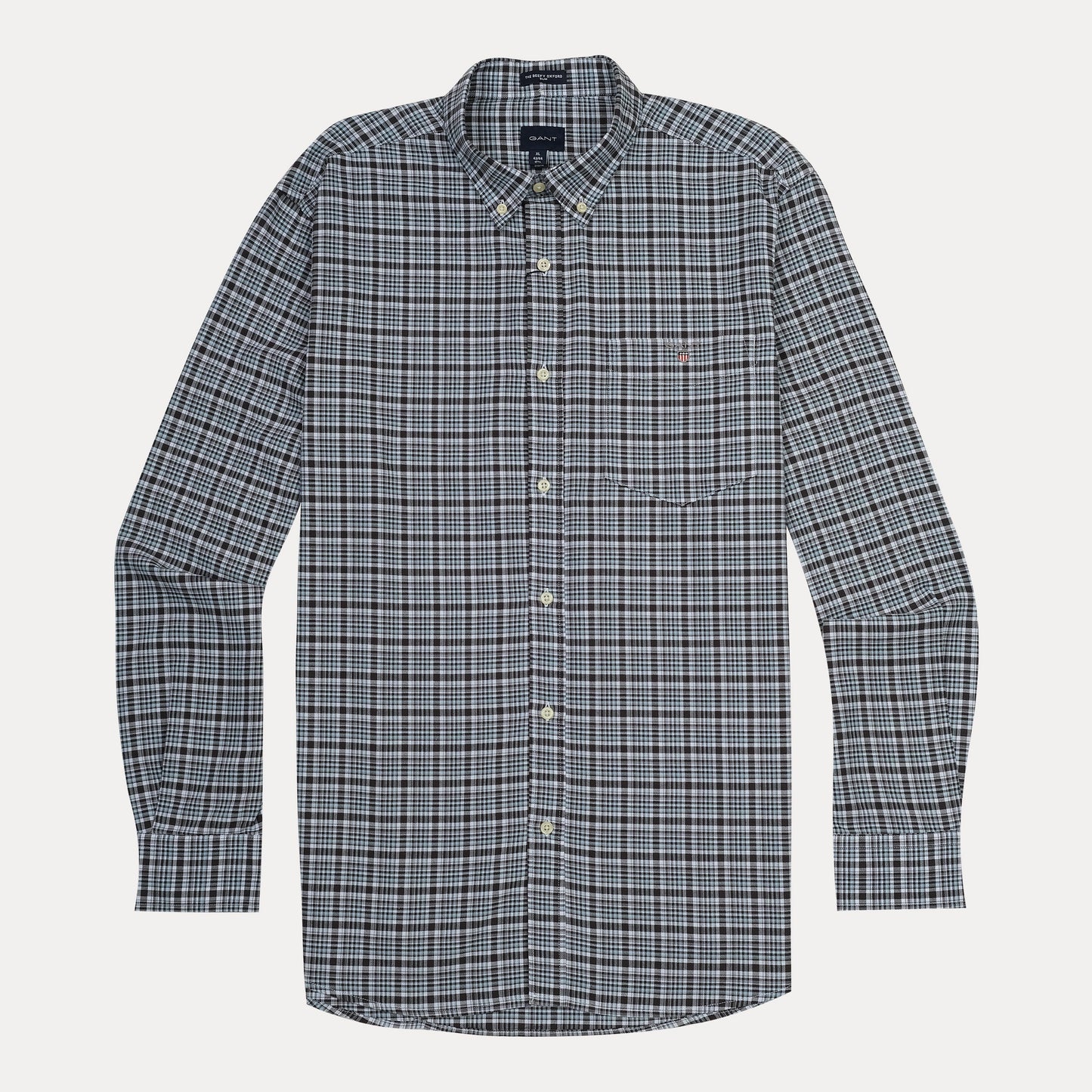 GANT The Breezy Oxford Shirt in Charcoal Checkered Elegance