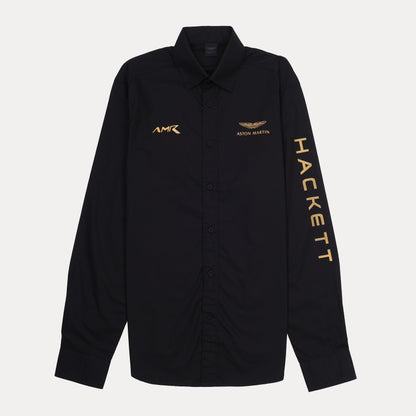 Hackett Aston Martin AMR Long Sleeve Shirt in Midnight Obsidian
