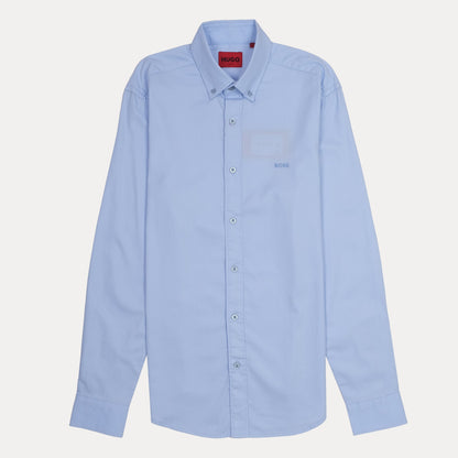 HUGO Serene Azure Tailored Fit Long Sleeve Button-Up Shirt