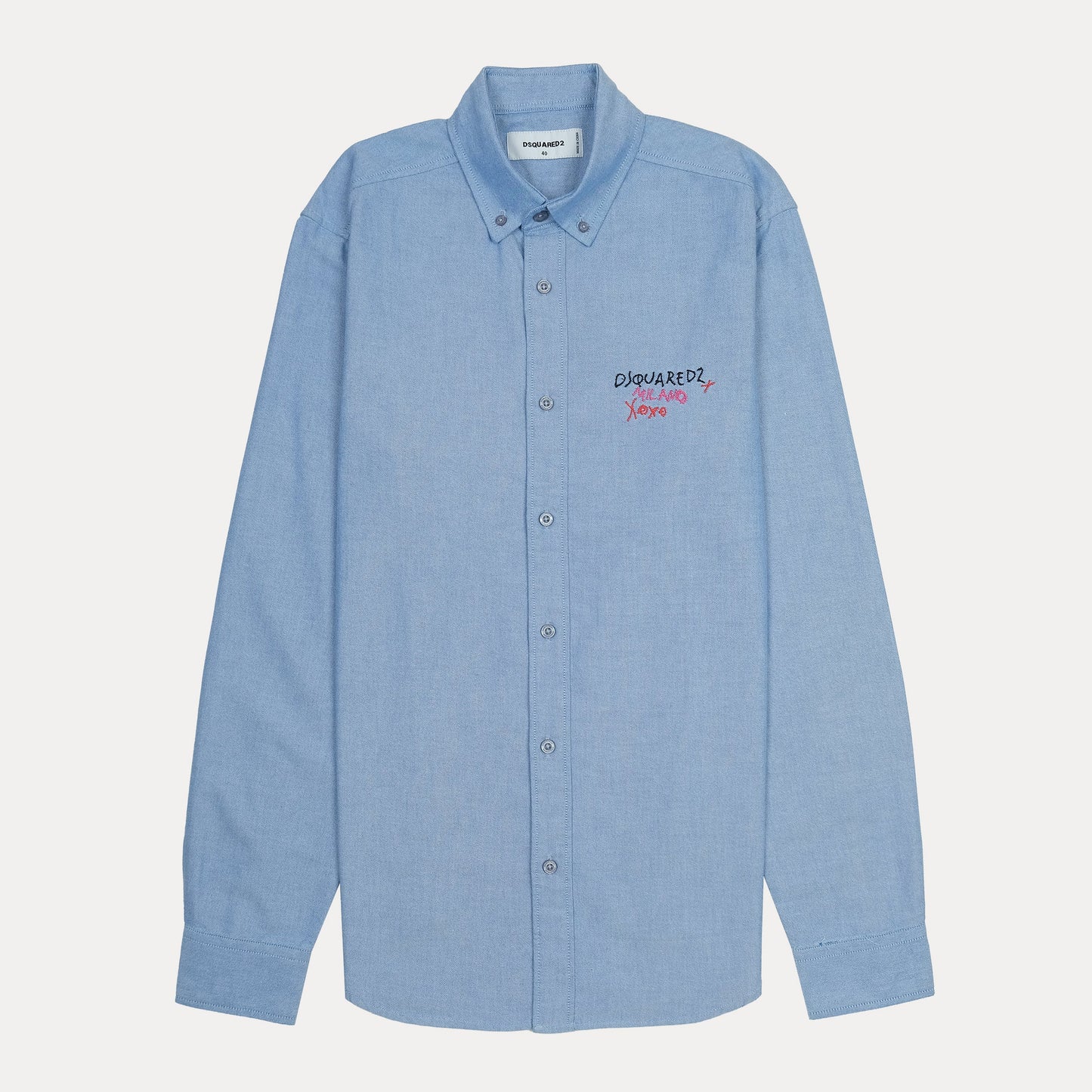 DSQUARED2 Opulent Azure Long Sleeve Button-Up Shirt