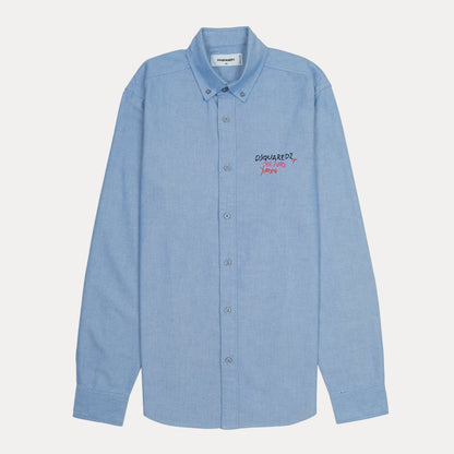 DSQUARED2 Opulent Azure Long Sleeve Button-Up Shirt