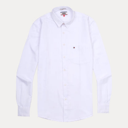 TOMMY JEANS Crisp Cotton Classic White Button-Up Shirt