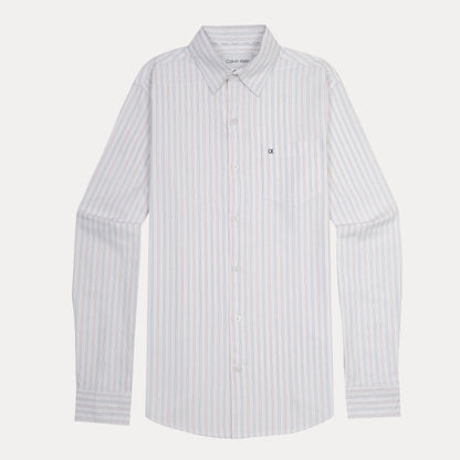 Calvin Klein Striped Elegance Shirt in Whispering White