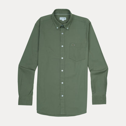 Lacoste Elegant Olive Green Button-Up Shirt