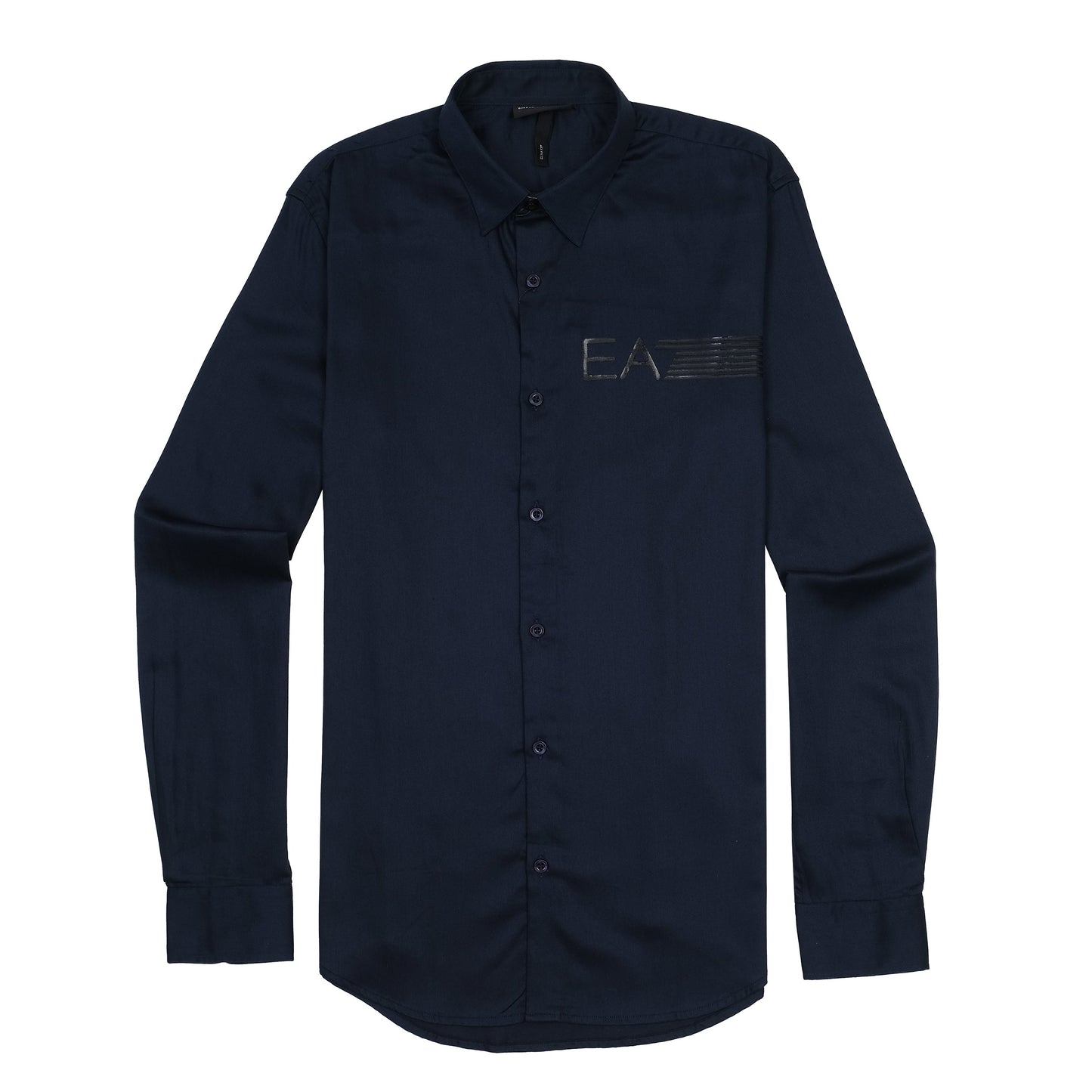 Emporio Armani Elegant Midnight Blue Satin Shirt