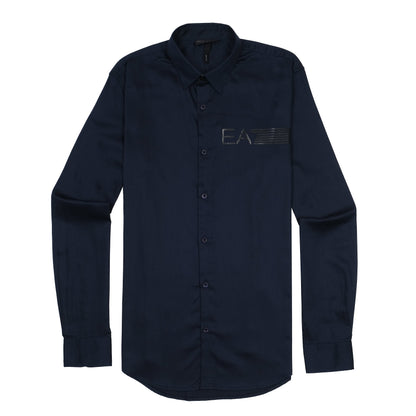 Emporio Armani Elegant Midnight Blue Satin Shirt