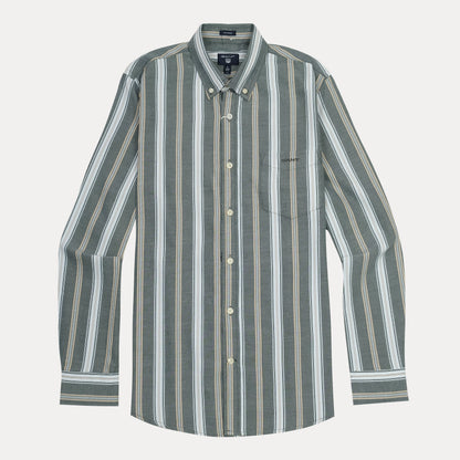 GANT Striped Elegance Tech Prep Shirt in Forest Whisper