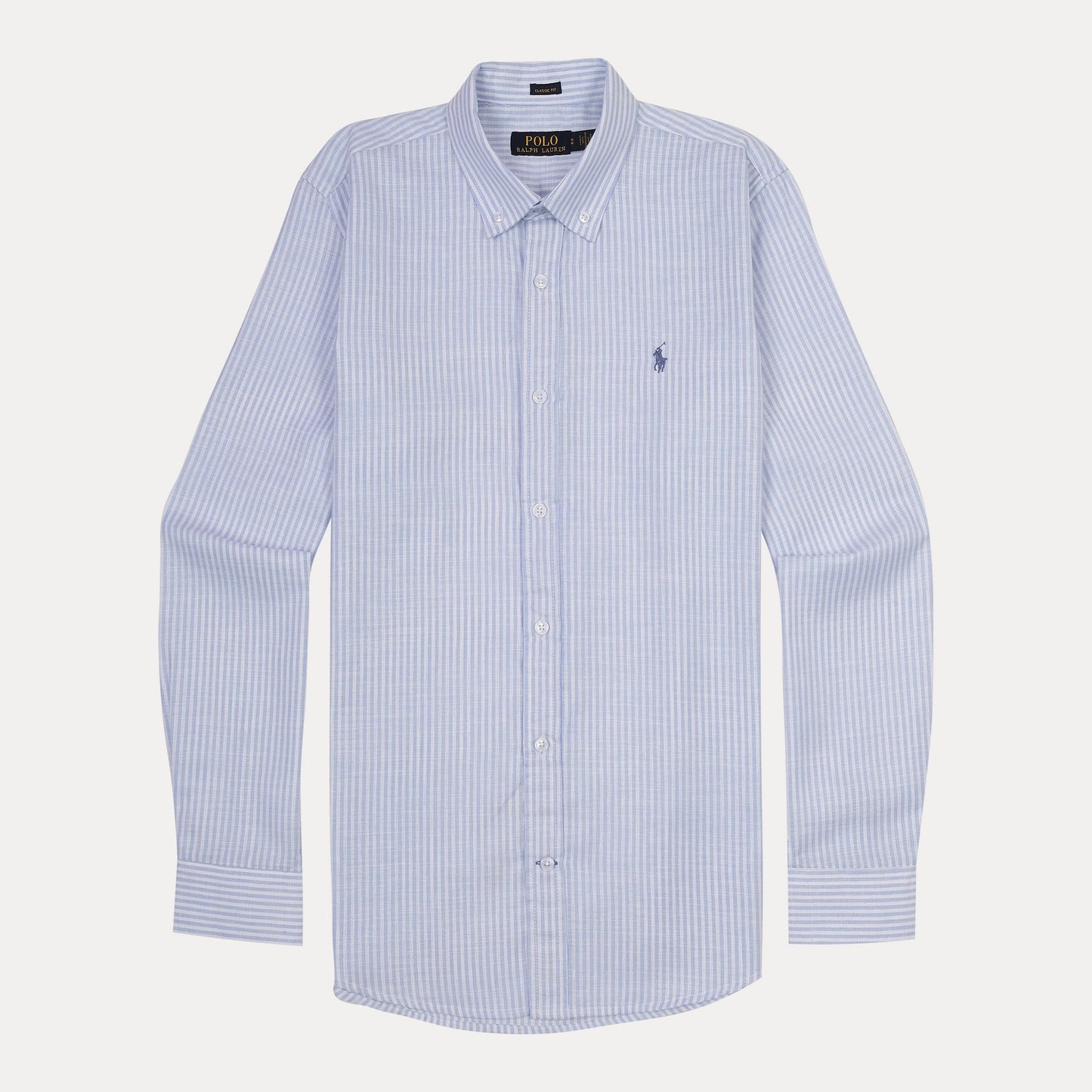 Polo Ralph Lauren Classic Fit Striped Linen Shirt in Serene Sky Blue
