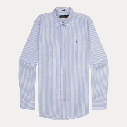 Polo Ralph Lauren Classic Fit Striped Linen Shirt in Serene Sky Blue