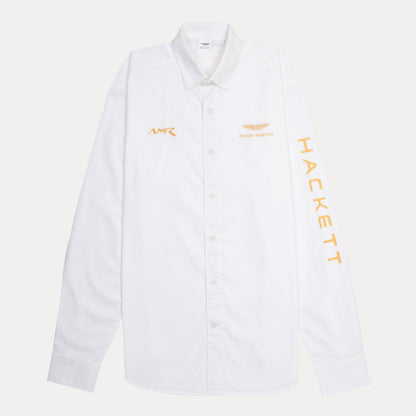 HACKETT Elegant White Cotton Shirt with Aston Martin Accents