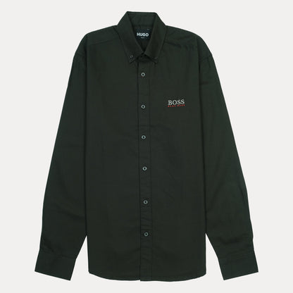 HUGO BOSS Classic Fit Button-Up Shirt in Dark Green