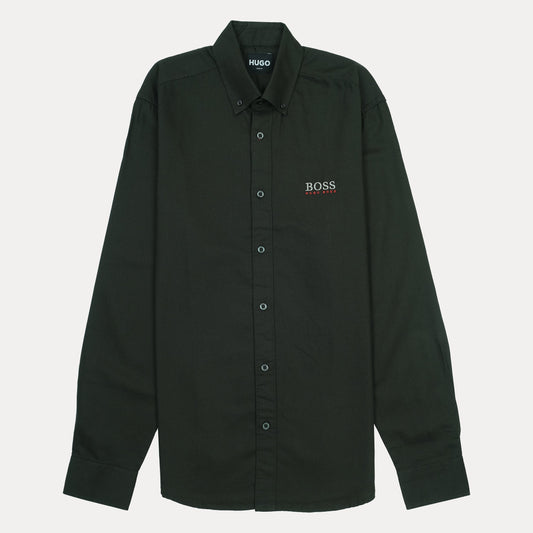 HUGO BOSS Classic Fit Button-Up Shirt in Dark Green