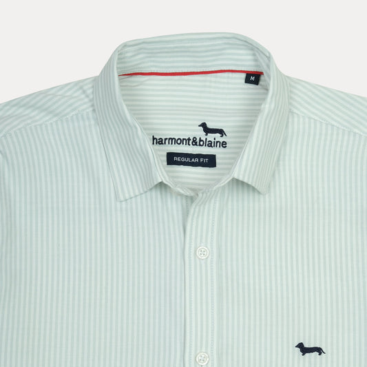 harmont&blaine Breezy Striped Regular Fit Shirt in Soft Mint