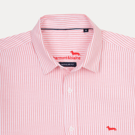Harmont & Blaine Striped Elegance Shirt in Blushing Coral