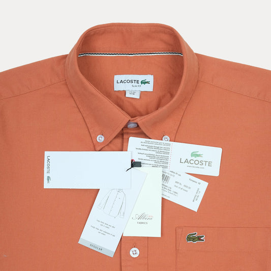 Lacoste Slim Fit Terracotta Button-Up Shirt