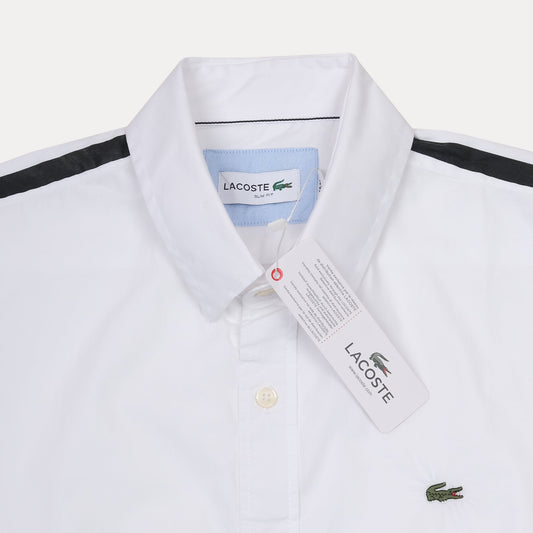 Lacoste Slim Fit Crisp White Sporty Shirt with Bold Accents