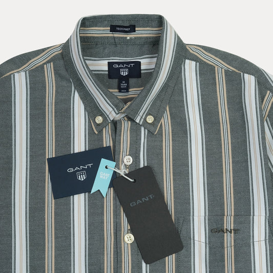 GANT Striped Elegance Tech Prep Shirt in Forest Whisper