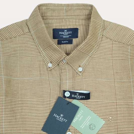 HACKETT Earthy Elegance Slim Fit Linen Checkered Shirt