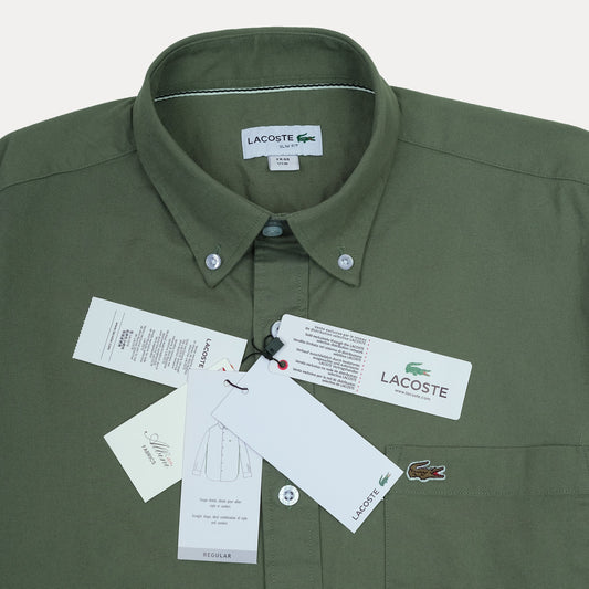 Lacoste Elegant Olive Green Button-Up Shirt