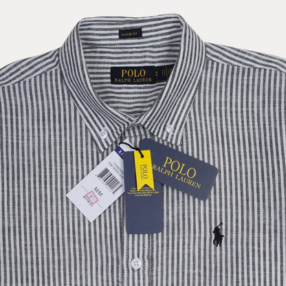 Polo Ralph Lauren Classic Fit Striped Linen Elegance Shirt in Midnight Stripe