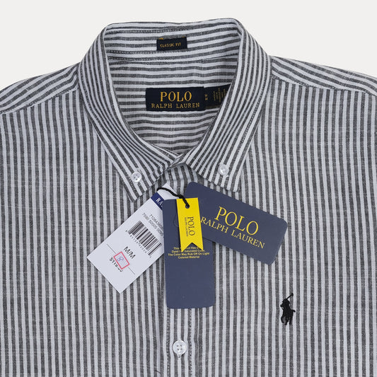 Polo Ralph Lauren Classic Fit Striped Linen Elegance Shirt in Midnight Stripe