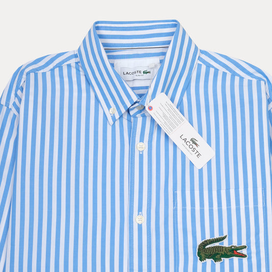 Lacoste Striped Elegance Cotton Shirt in Sky Blue