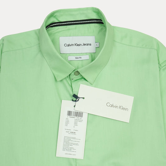 Calvin Klein Jeans Slim Fit Green Button-Up Shirt