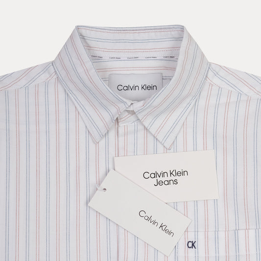 Calvin Klein Striped Elegance Shirt in Whispering White