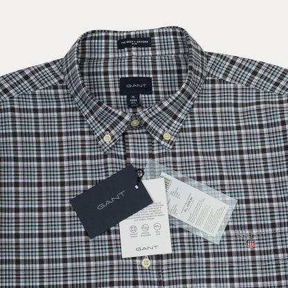 GANT The Breezy Oxford Shirt in Charcoal Checkered Elegance