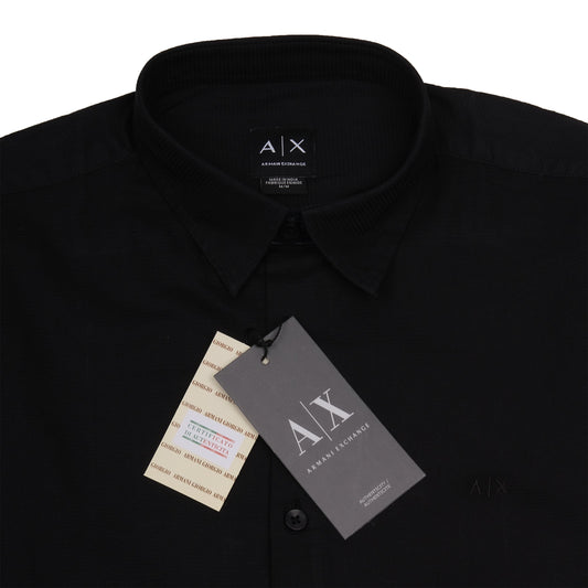 Armani Exchange Elegant Midnight Black Button-Up Shirt