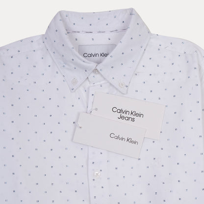 Calvin Klein Dapper Dot Delight Shirt in Crisp Cloud White