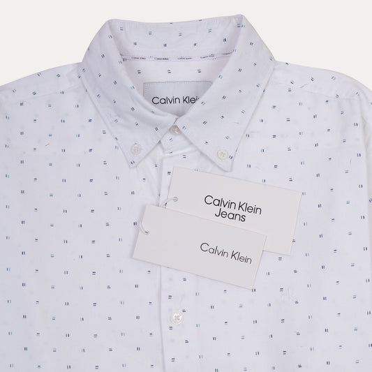 Calvin Klein Dapper Dot Delight Shirt in Crisp Cloud White