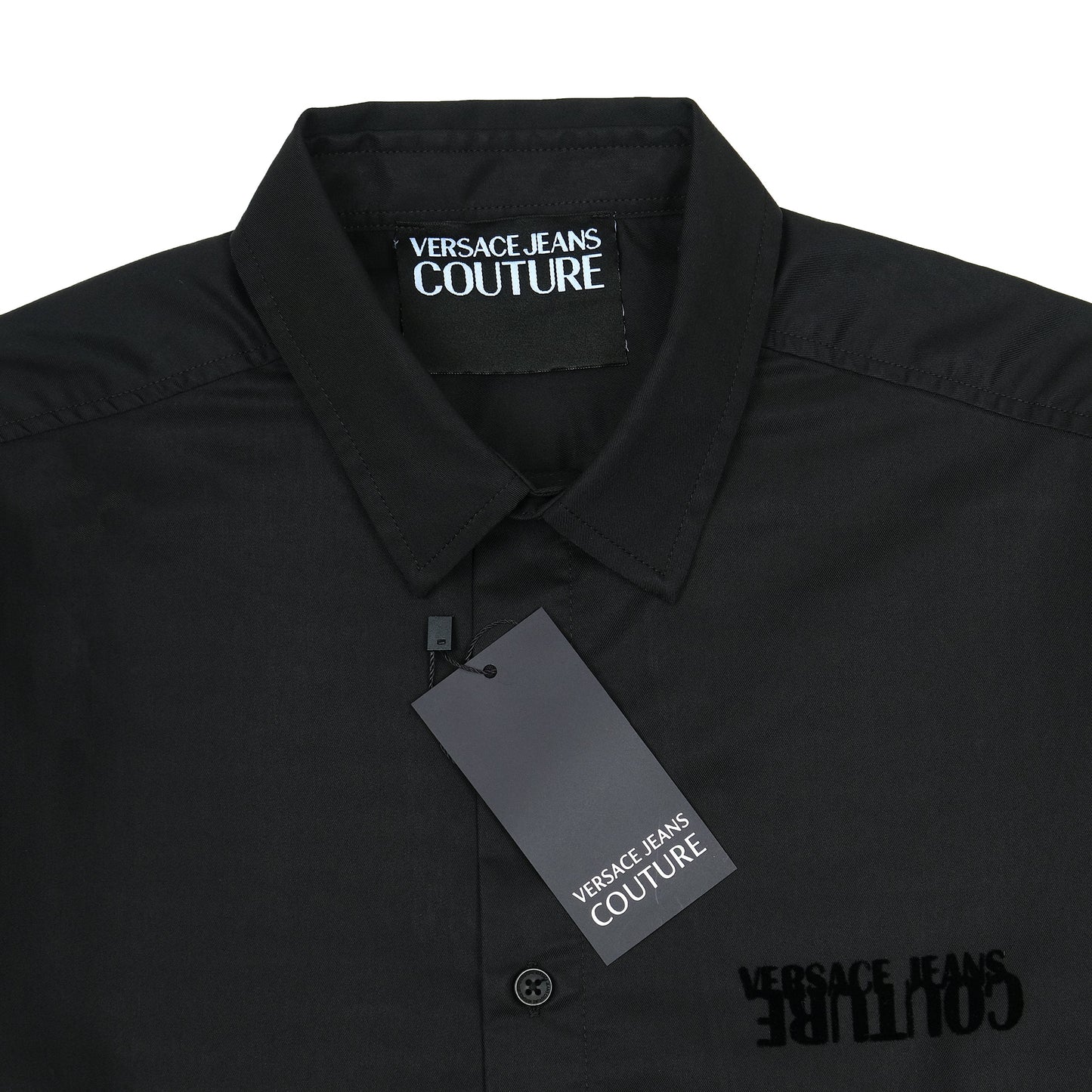 Versace Jeans Couture Elegant Midnight Black Button-Up Shirt