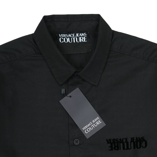 Versace Jeans Couture Elegant Midnight Black Button-Up Shirt
