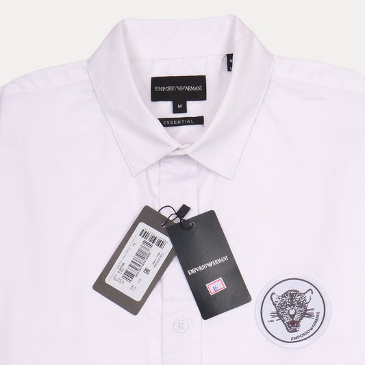 Emporio Armani Essential White Long Sleeve Shirt with Tiger Patch