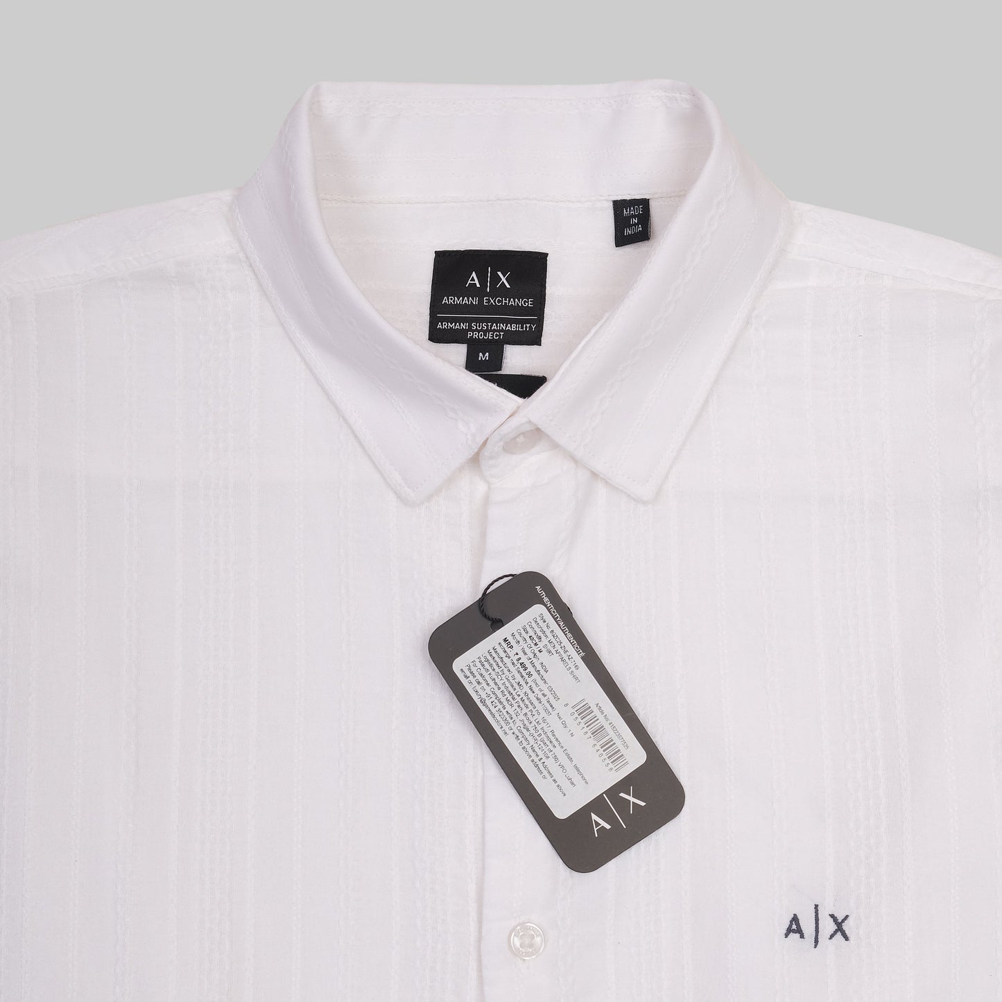 A|X Striped White Button-Up Shirt