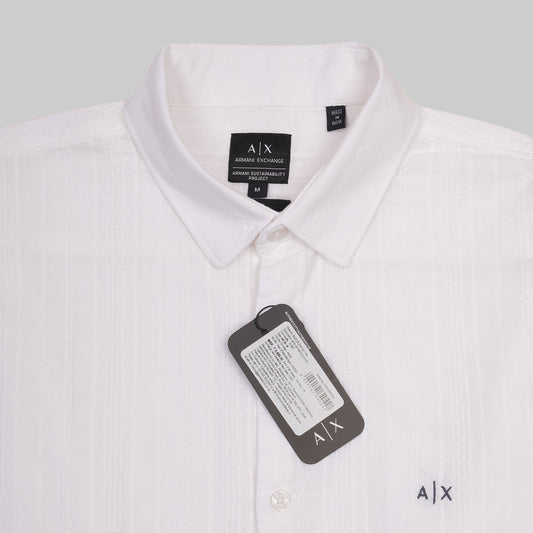 A|X Striped White Button-Up Shirt