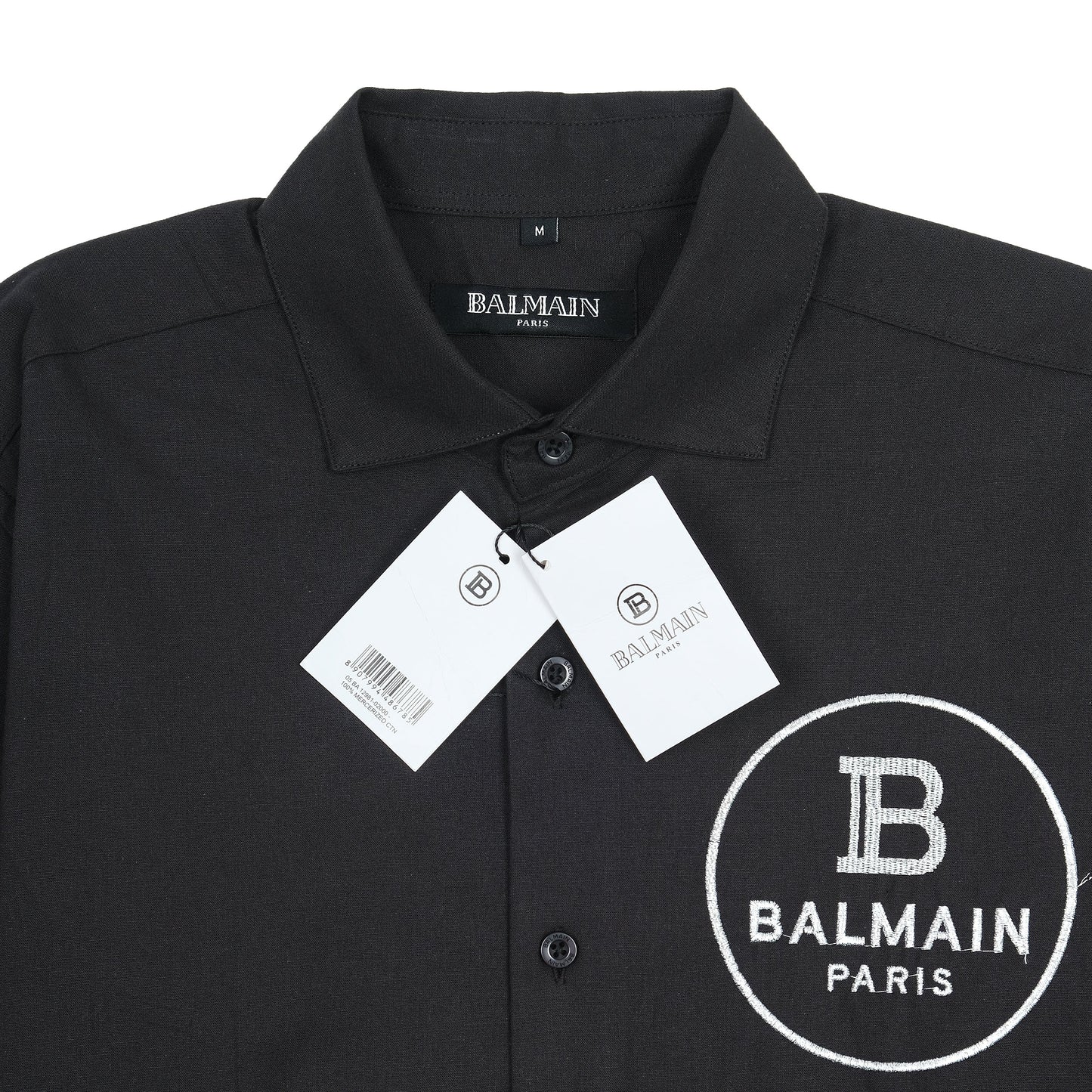 BALMAIN Elegant Midnight Black Embroidered Shirt