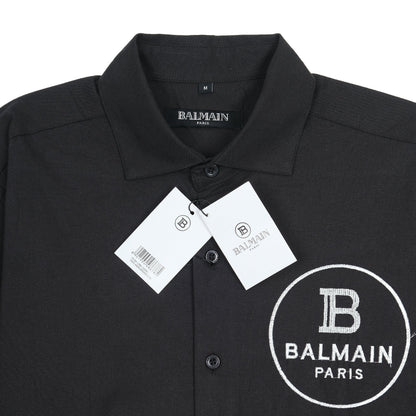 BALMAIN Elegant Midnight Black Embroidered Shirt