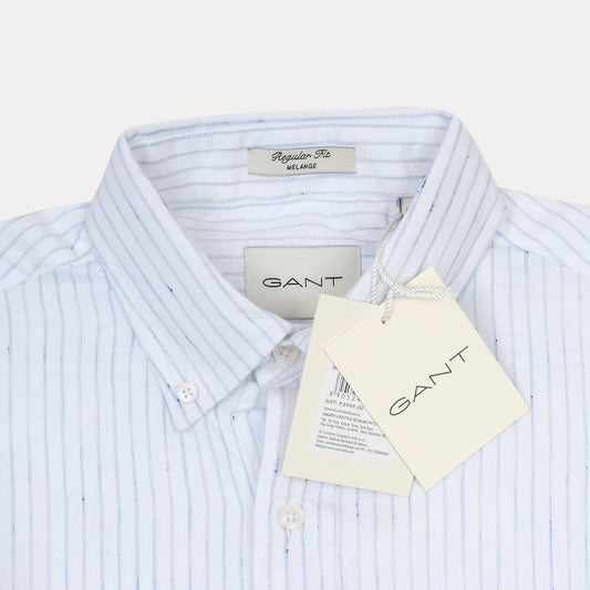 [Mélange Slub Linen] GANT Melange Stripe Delight Shirt - Sky Blue Elegance