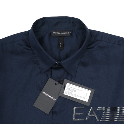 Emporio Armani Elegant Midnight Blue Satin Shirt