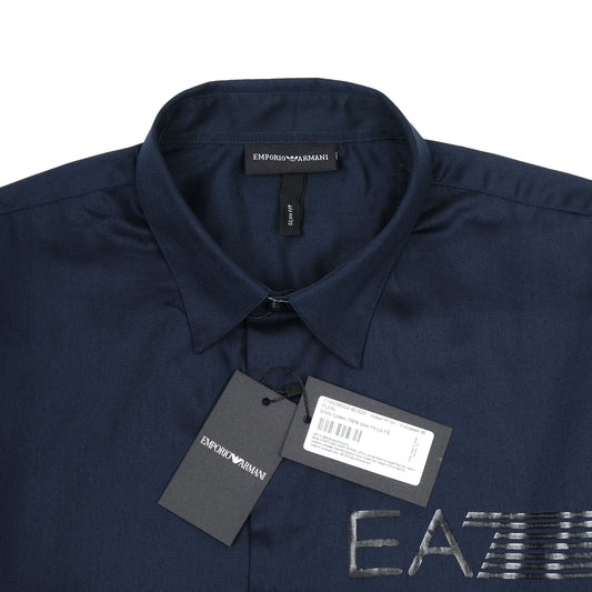 Emporio Armani Elegant Midnight Blue Satin Shirt