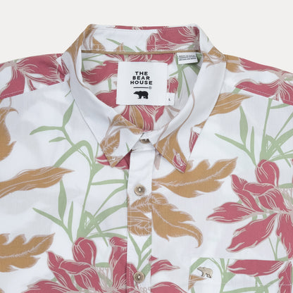 THE BEAR HOUSE Tropical Blossom Short-Sleeve Shirt in Whispering White